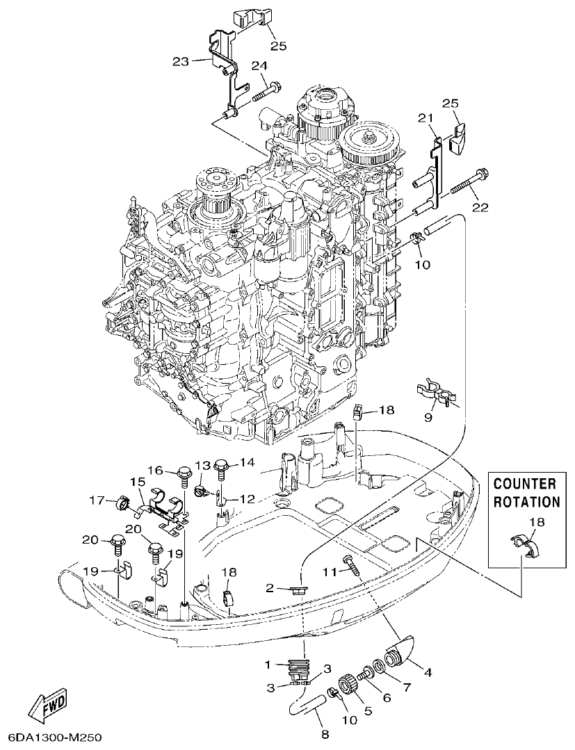 Yamaha F200FET, FL200FET BOTTOM COWLING 3 parts diagram